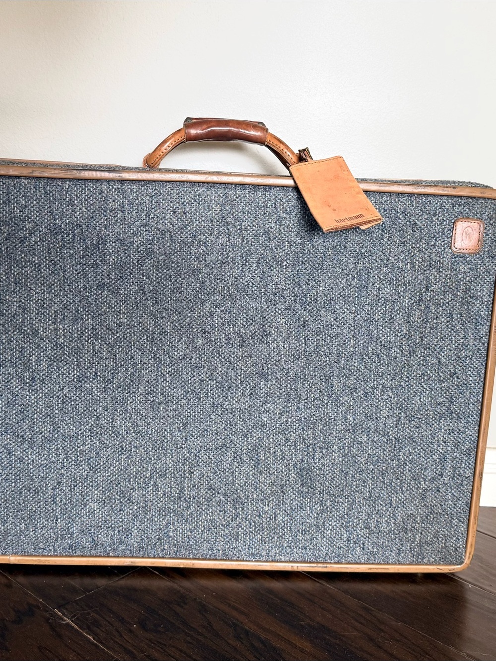 Vintage Hartmann Tweed Belting Leather Suitcase 24”
